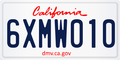 CA license plate 6XMW010