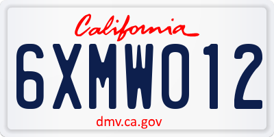 CA license plate 6XMW012