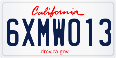 CA license plate 6XMW013