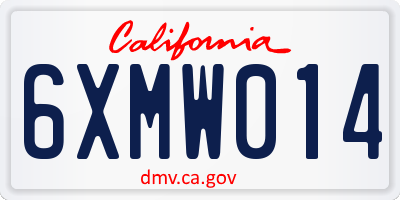 CA license plate 6XMW014