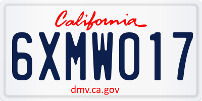 CA license plate 6XMW017