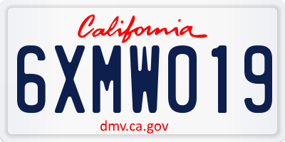 CA license plate 6XMW019