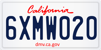 CA license plate 6XMW020