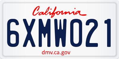 CA license plate 6XMW021