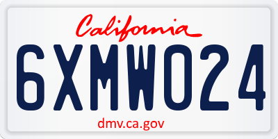 CA license plate 6XMW024