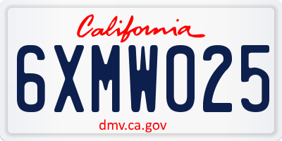 CA license plate 6XMW025