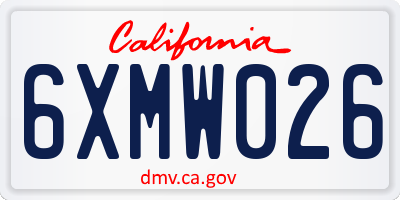 CA license plate 6XMW026