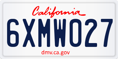 CA license plate 6XMW027