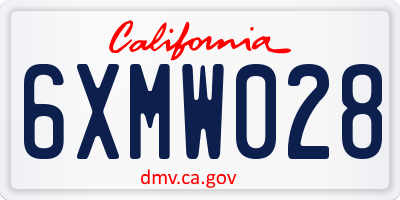 CA license plate 6XMW028