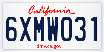 CA license plate 6XMW031