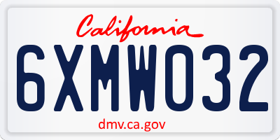 CA license plate 6XMW032