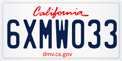 CA license plate 6XMW033