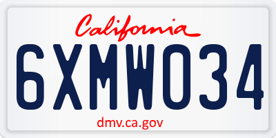CA license plate 6XMW034