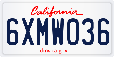 CA license plate 6XMW036