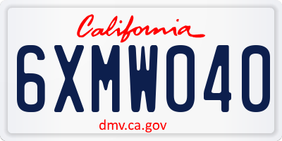 CA license plate 6XMW040