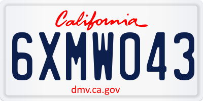 CA license plate 6XMW043