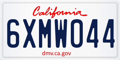 CA license plate 6XMW044