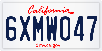 CA license plate 6XMW047