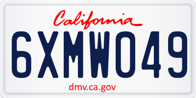 CA license plate 6XMW049