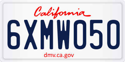 CA license plate 6XMW050