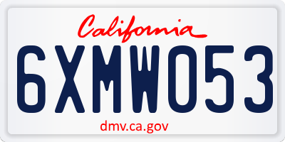 CA license plate 6XMW053