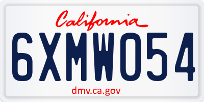 CA license plate 6XMW054