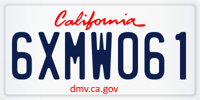 CA license plate 6XMW061