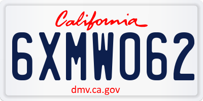 CA license plate 6XMW062