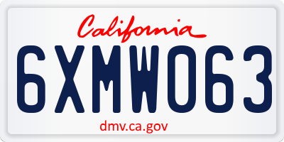 CA license plate 6XMW063