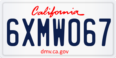 CA license plate 6XMW067