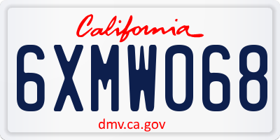 CA license plate 6XMW068
