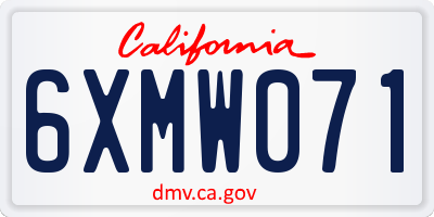 CA license plate 6XMW071