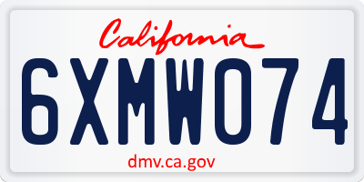 CA license plate 6XMW074