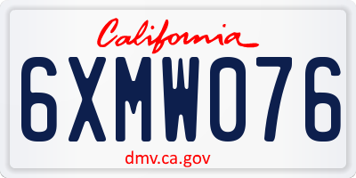 CA license plate 6XMW076