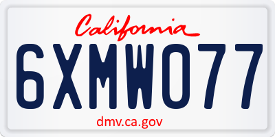 CA license plate 6XMW077