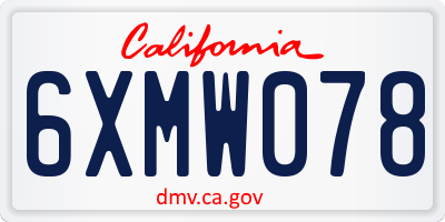 CA license plate 6XMW078