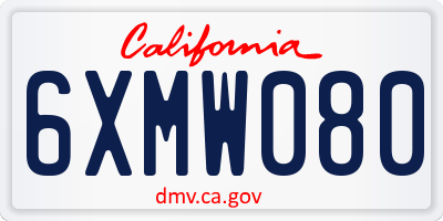 CA license plate 6XMW080