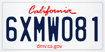 CA license plate 6XMW081