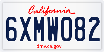 CA license plate 6XMW082