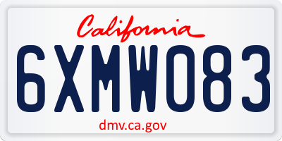 CA license plate 6XMW083