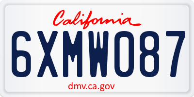CA license plate 6XMW087