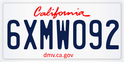 CA license plate 6XMW092