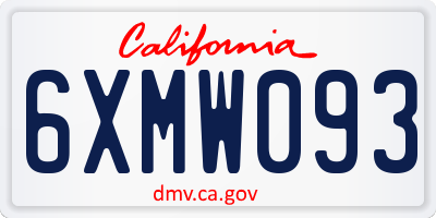 CA license plate 6XMW093