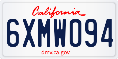 CA license plate 6XMW094