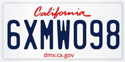 CA license plate 6XMW098
