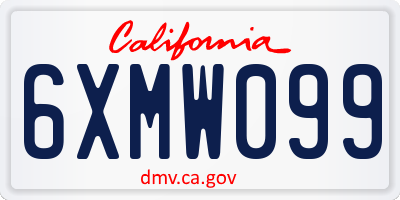 CA license plate 6XMW099
