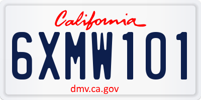 CA license plate 6XMW101