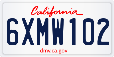 CA license plate 6XMW102