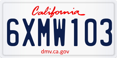 CA license plate 6XMW103