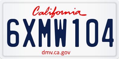 CA license plate 6XMW104